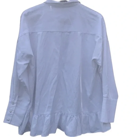Zara women's size medium long sleeved white blouse, ruffle on back - Picture 2 of 5
